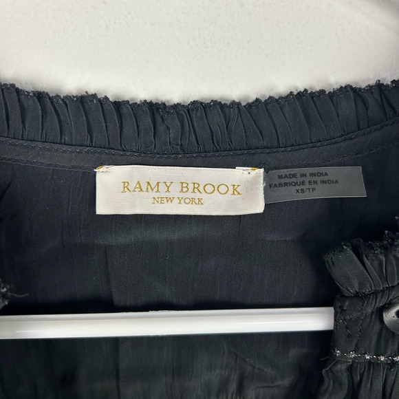 Ramy Brook New York Black Beaded Smocked Blouse Made in India Size XS - Picture 4 of 7